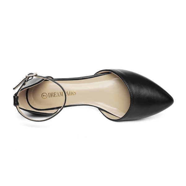Ankle Strap Ballerina Flats - BLACK PU - 4